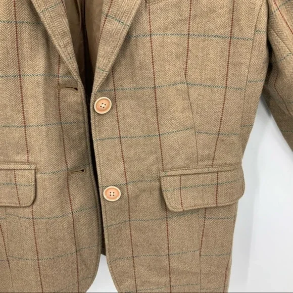 Eddie Bauer wool blend herringbone check double button lined blazer jack… - Picture 3 of 16